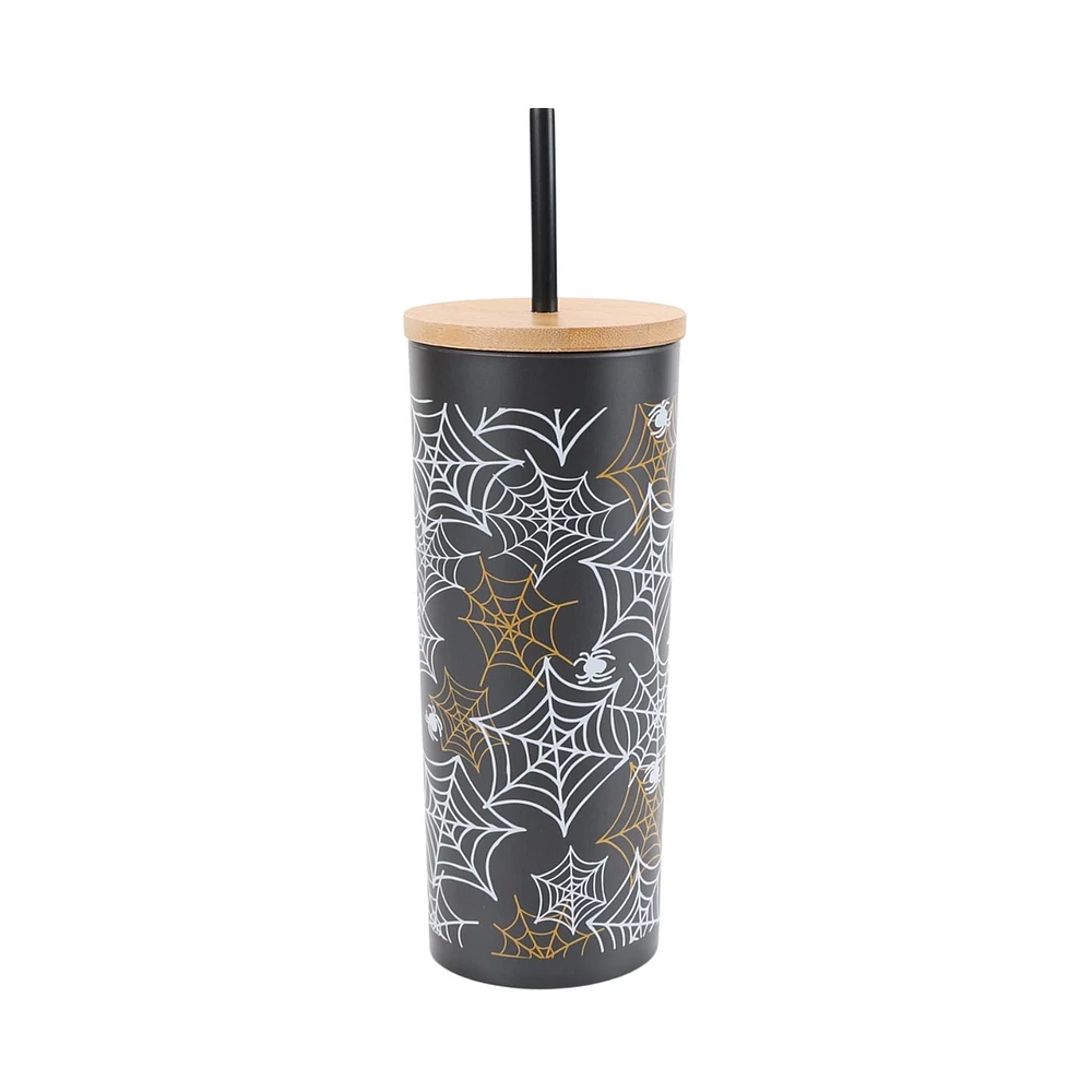 Way to Celebrate 27oz Black Recycled Plastic Printed Spider Tumbler