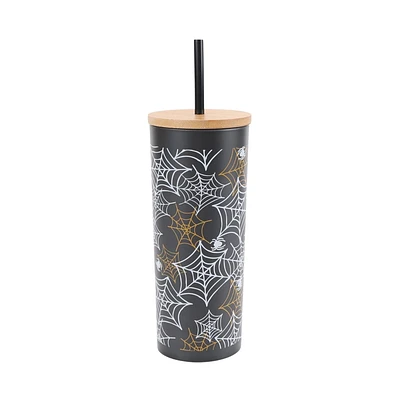 Way to Celebrate 27oz Black Recycled Plastic Printed Spider Tumbler