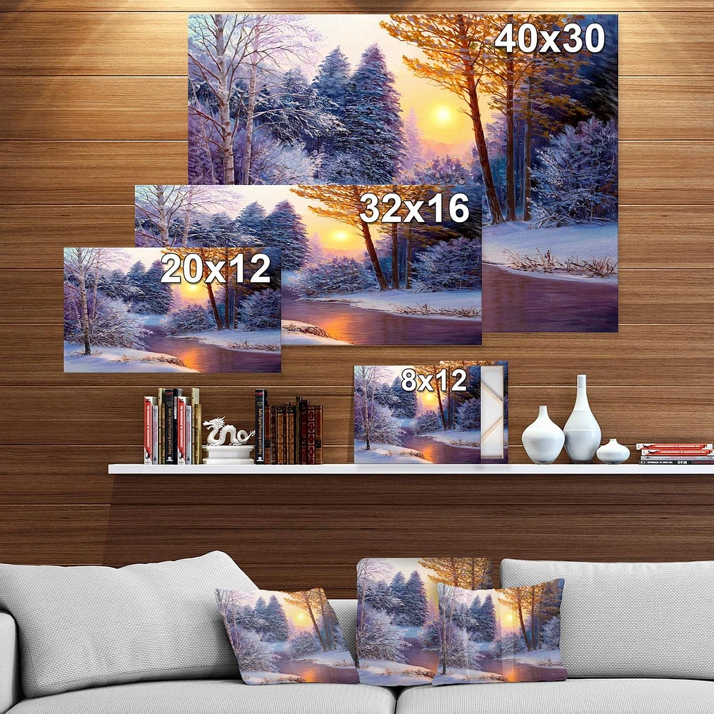 Designart Forêt d'hiver dans la rivière Art mural sur toile
