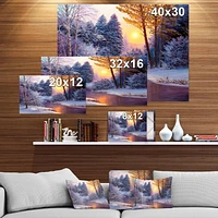Designart Forêt d'hiver dans la rivière Art mural sur toile