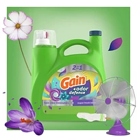 Détergent à lessive liquide Gain + Odeur defense, parfum Explosion de fraîcheur, compatible avec les laveuses HE, 107 brassées, 4,55 L (154 oz liq.)