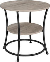 Boutique Home Side Round End Table with 2 Shelves Ideal for Living Room, Den or Bedroom