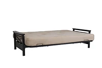 Cadre de futon en métal Nadine de DHP avec accoudoirs en bois espresso - matelas deux places vendu séparément