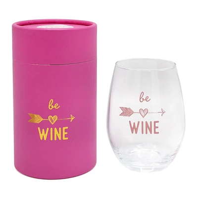 Façon de célébrer la Saint-Valentin Verre à vin dans une boîte ronde rose Be Wine