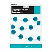 Guirlande de boules en nid d'abeille bleu sarcelle, 7 pi Une guirlande de 7 pieds