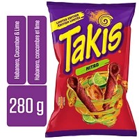 Chips tortilla roulées à saveur de habanero, lime et concombre Takis Nitro