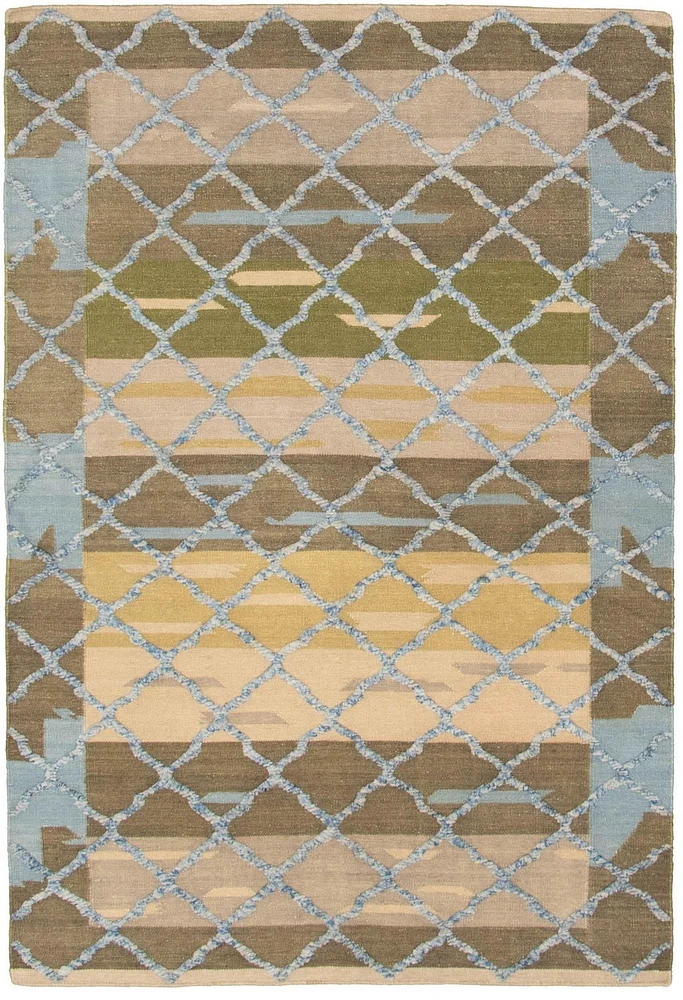 ECARPETGALLERY 5'2" x 7'11" Carved Cambridge Hand Made Area Rug for Living Room, Dining Room and Bedroom in Blue