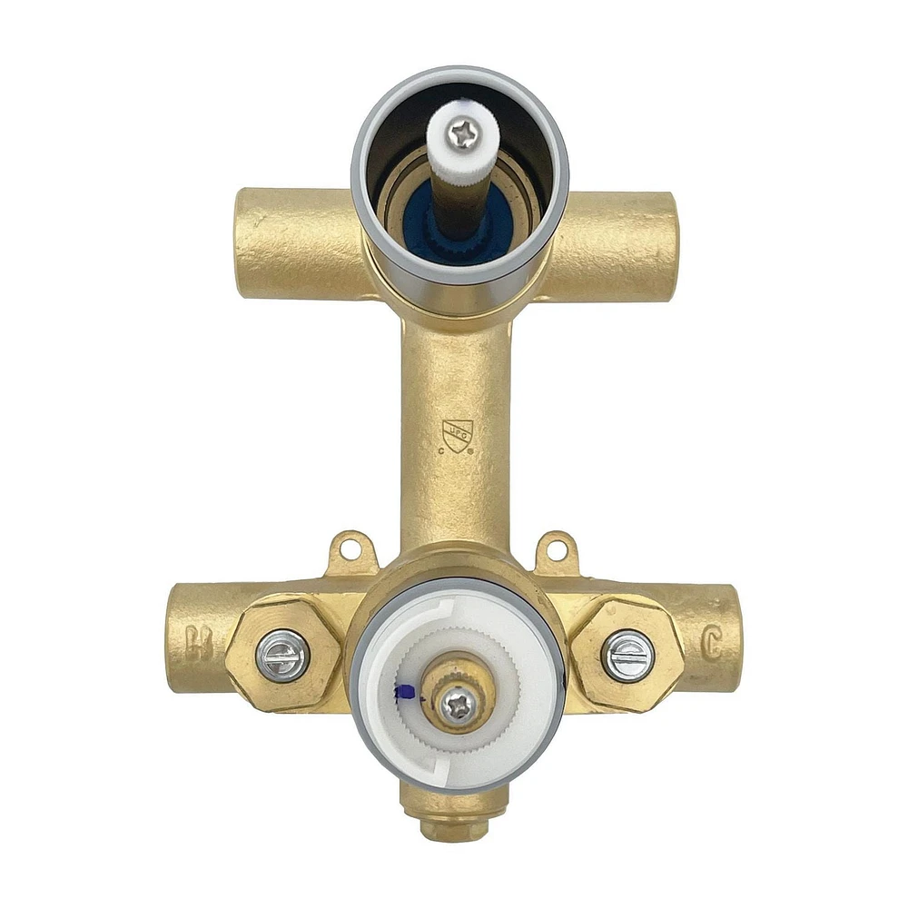 Valve thermostatique carrée avec déviateur à 4 voies d'Akuaplus®. 2 douchettes magnétiques à 3 réglages avec bouton poussoir et pommeau de douche pivotable. Fini noir mat