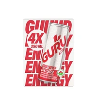 Boisson énergisante biologique à faible teneur en glucides GURU Lite 4 x 250 mL, canettes 4x250mL