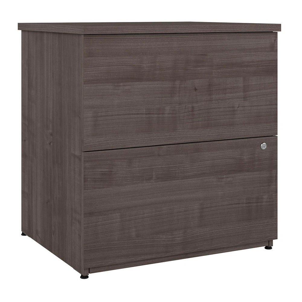 Bestar Logan 28W 2 Drawer Lateral File Cabinet in medium gray maple