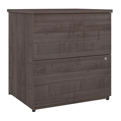 Bestar Logan 28W 2 Drawer Lateral File Cabinet in medium gray maple