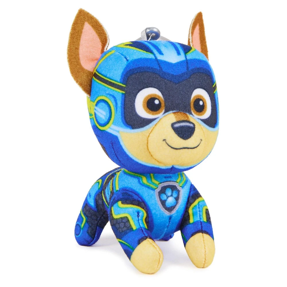 PAW Patrol : La Super Patrouille le film, Peluche miniature Chase Super Patrouille de 10 cm, animaux en peluche miniatures avec attache pour porte-clés, jouets pour garçons et filles à partir de 3 ans