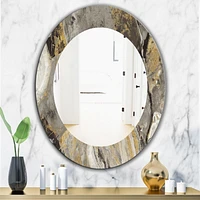 Designart 'Painted Gold Stone' Miroir Traditionnel - Miroir Mural Ovale ou Rond - 24x36