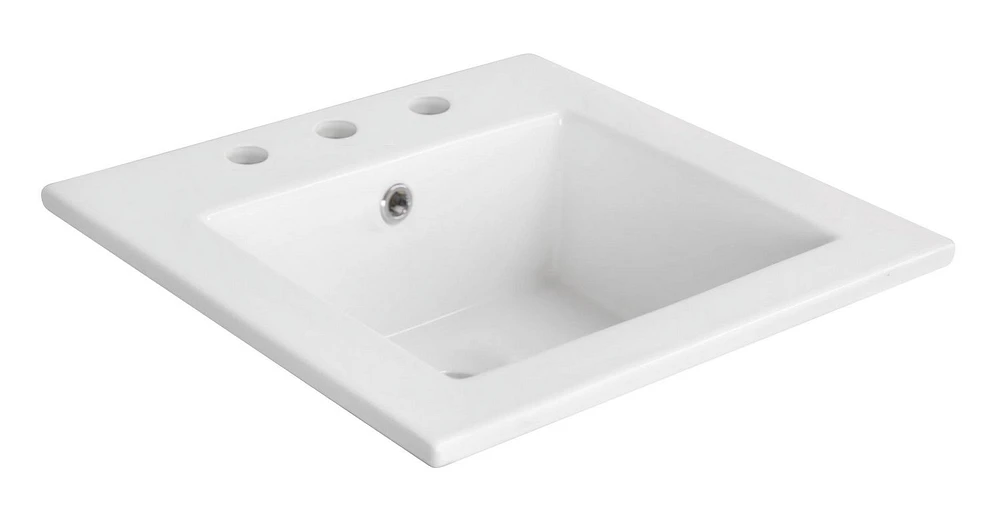 American Imaginations AI-32978 16,5 pouces WX 16,5 pouces Dessus en céramique D en couleur blanche pour 3H8-in. Robinet
