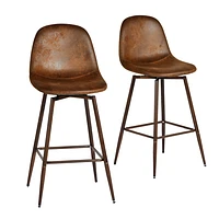 Ensemble de 2 tabourets de bar pivotants contemporains Homy Casa - Tabourets de bar ergonomiques rembourrés pour îlot de cuisine et salle à manger
