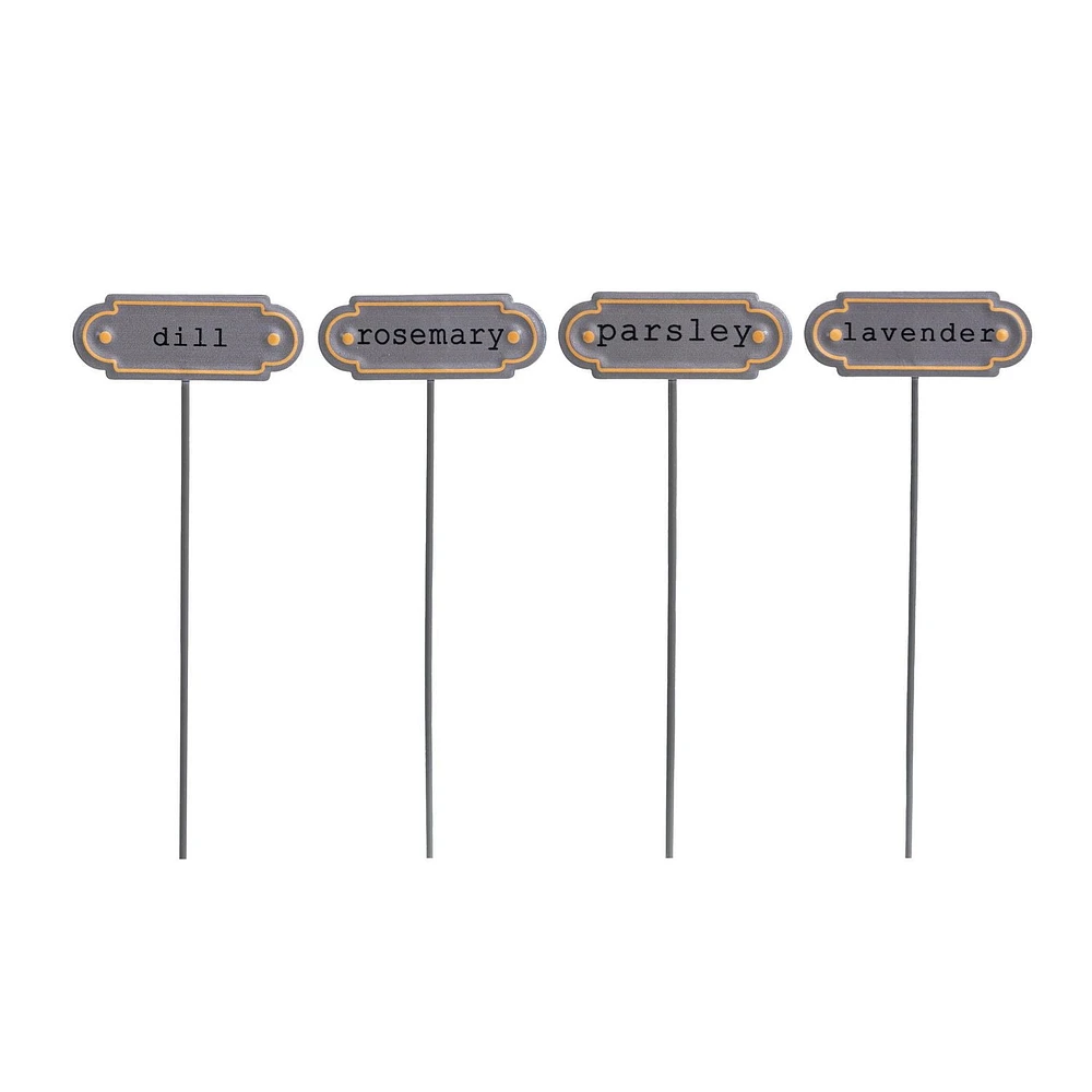 Lot de 4 marqueurs métalliques pour herbes aromatiques Hometrends - persil, romarin, lavande, aneth