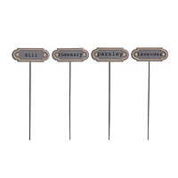 Lot de 4 marqueurs métalliques pour herbes aromatiques Hometrends - persil, romarin, lavande, aneth