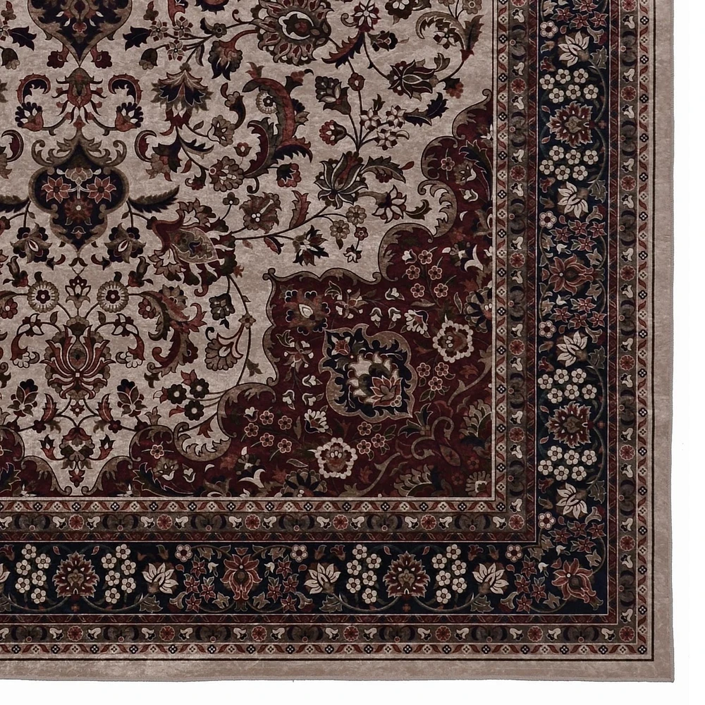 Tapis Emerald Sanlin rouge & ivoire de 5 pi x 7 pi