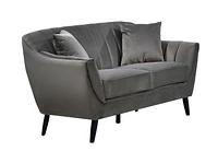 Topline Home Furnishings Ensemble mobilier 2 pièces : sofa et causeuse en velours gris foncé