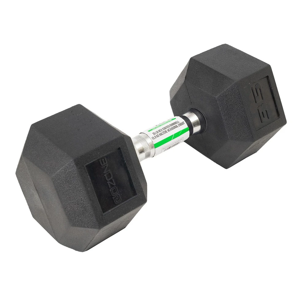 GoZone Rubber-Coated Hex Dumbbell – Black/Chrome, No-roll design