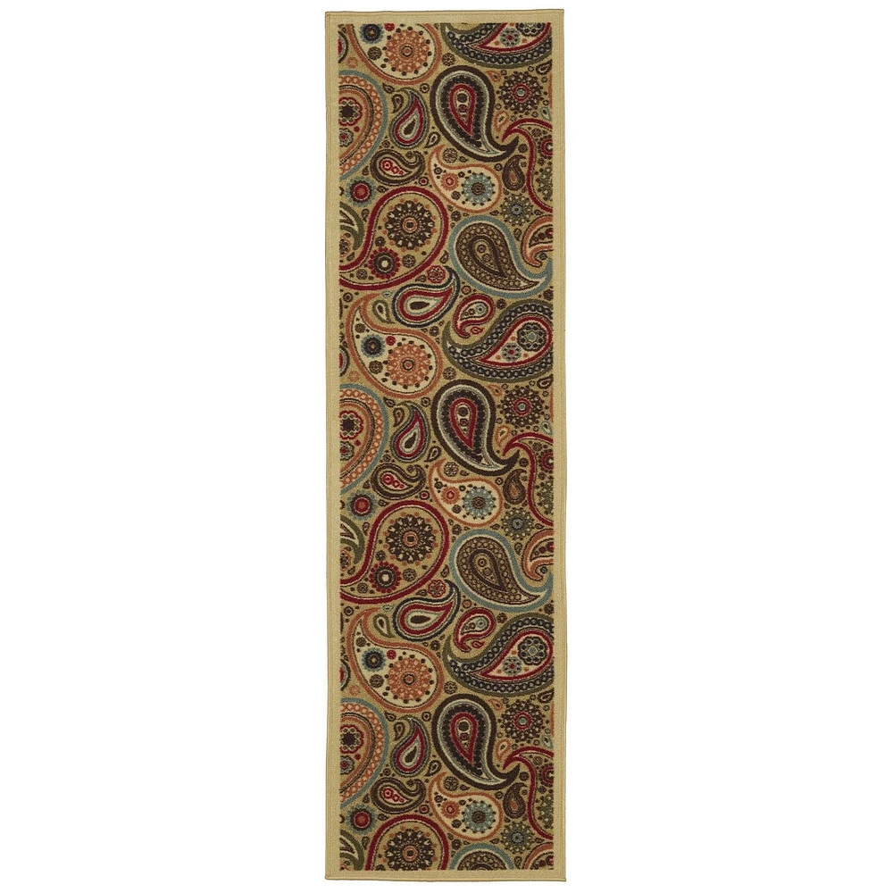 Tapis contemporain à motif de feuilles et à sous-couche en caoutchouc de la collection Ottohome