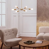 Tetra 6-Light Chandelier, Matte Brass, Adjustable Hanging Height