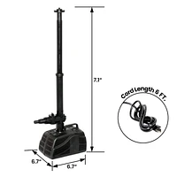 KoolScapes 200 GPH Pond Pump with 2 Interchangeable Fountain Nozzles, Outdoor Water Feature for Garden