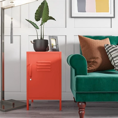 Novogratz Cache Metal Locker Style Living Room End Table, Yellow