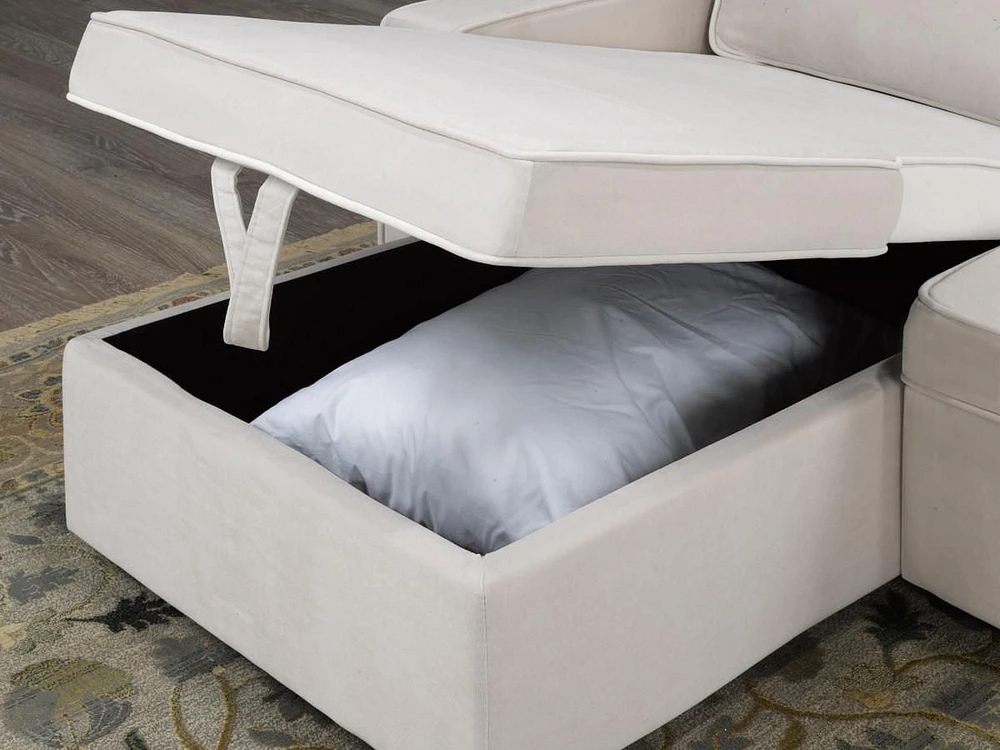 Adelaina Sectional Sofa Bed, Beige