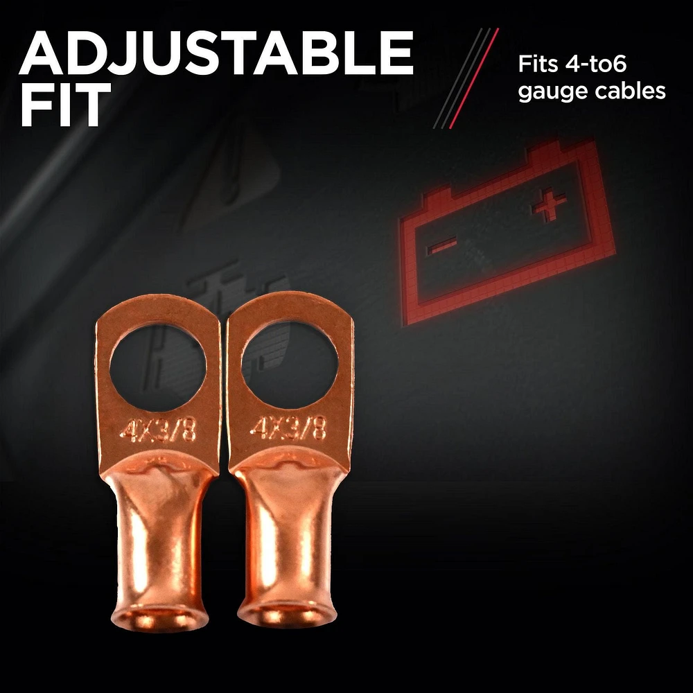 Cosses pour câbles de 9,5 mm (3/8 po) Schumacher BAF-4L3 de cuivre pur à 100 % Cosses de câble 9.5 MM