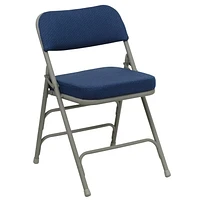 2 pièces Chaise pliante de la série HERCULES à triple entretoise et double charnière en métal et tissu marine