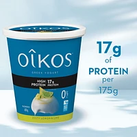 Oikos High Protein Greek Yogurt, Zesty Lemon & Lime Flavour, Blended, Value Tub, 650 g