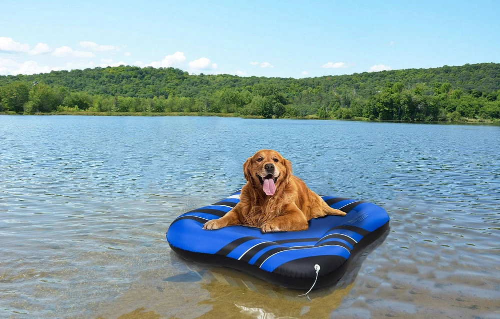 Lit flottant gonflable pour animale compagnie en forme d’os pour lac Ozark Trail, 42,5 po x 42,5 po x 7,87 po / 108 cm x 108 cm x 20 cm