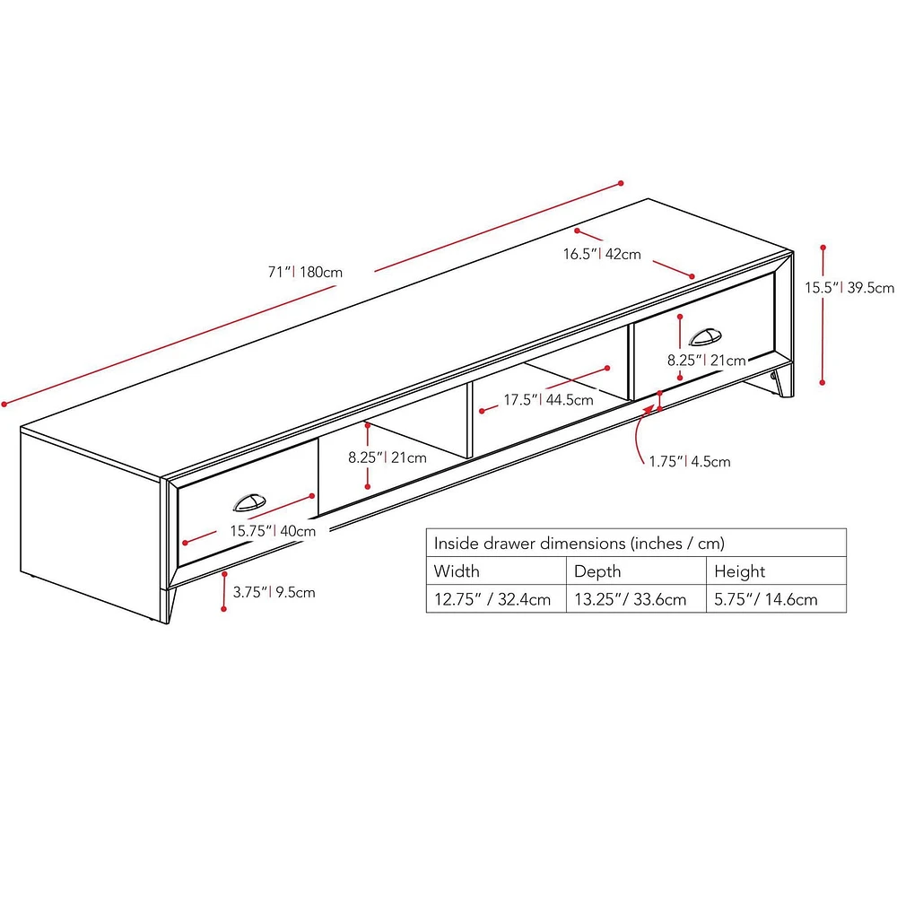 CorLiving Lakewood Modern Black Engineered Wood TV Stand with Drawers for TVs up to 85"