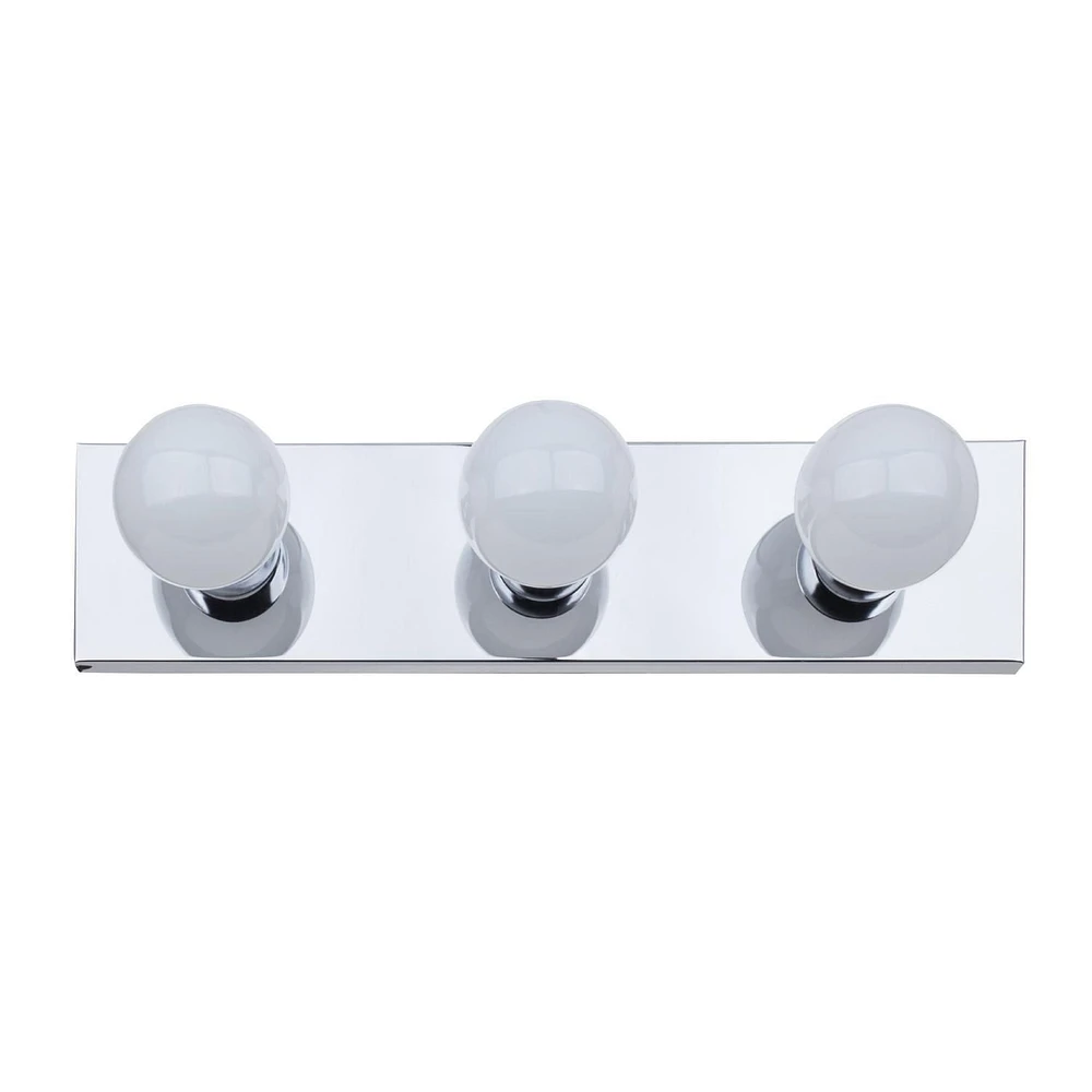 Vanité en métal à 3 lumières, collection Cameron de Globe Electric, chromée, 51202 Lumière de vanité 3 lumières