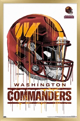 NFL Washington Commanders - Drip Helmet 22 Wall Poster, 14.725" x 22.375" Framed