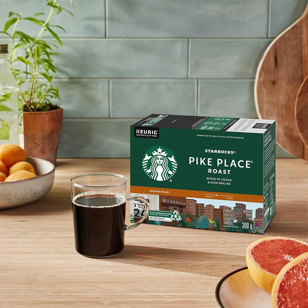 Starbucks® Pike Place® Roast Medium Roast Ground Coffee K-Cup® Pods 24 ct Box, 24 EA