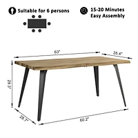 Homy Casa 5-Piece Dining Set, 63-inch Wooden Table with 4 Upholstered Chairs, Modern Dining Room