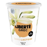 Liberté Greek 0% Lactose Free Yogurt, Vanilla, High Protein, 1 kg, 750 g