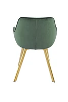 Topline Home Furnishings Chaise à accoudoirs de salle à manger en velours et or