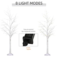 Outsunny 5FT Garden Birch Tree Light with 58 Warm LEDs and 8 Light Modes, DIY Artificial Tree Lamp for Outdoor and Indoor Birthday Wedding Party