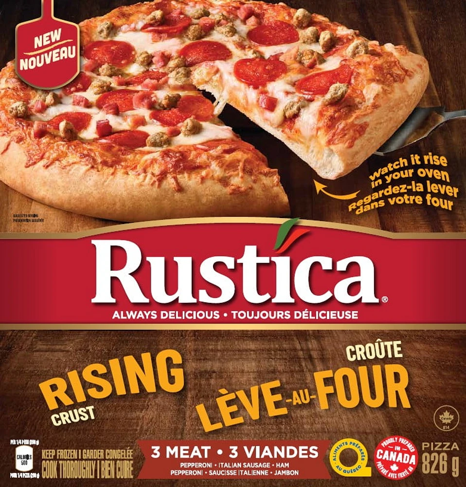 RUSTICA RISING CRUST 3 MEAT PIZZA, RUSTICA RISING CRUST 3 MEAT PIZZA