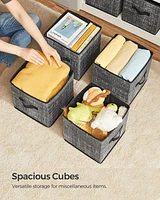 SONGMICS HOME Lot de 6 Cubes de Rangement 28 cm – Bacs d'Organisation Pliables pour Placard avec Poignées, Noir Classique