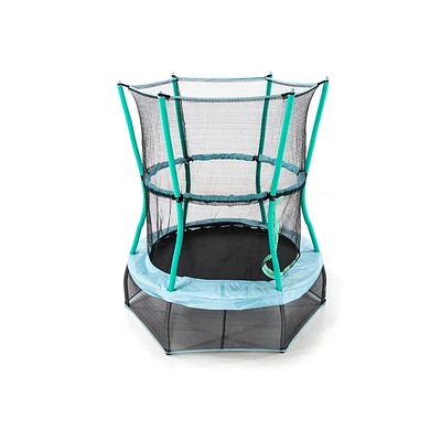 SKYWALKER TRAMPOLINES 48 inch, Teal Round, Indoor Trampoline for Kids, Mini Bouncer, Rebounder with Safety Enclosure Net and Padding
