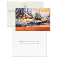 Boîte de 24 cartes de Noël Connections de Hallmark (Cabane en bois rond, œuvre de Thomas Kinkade)