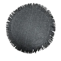 Placemat Rond Tissé Avec Franges Noir 15 X 15 - Ensemble De 12