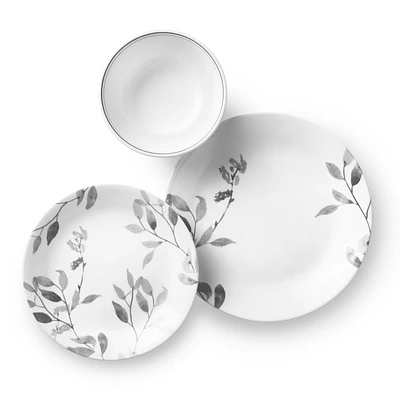 Corelle Misty Leaves 12-Piece Glass Dinnerware Set (Service for 4)