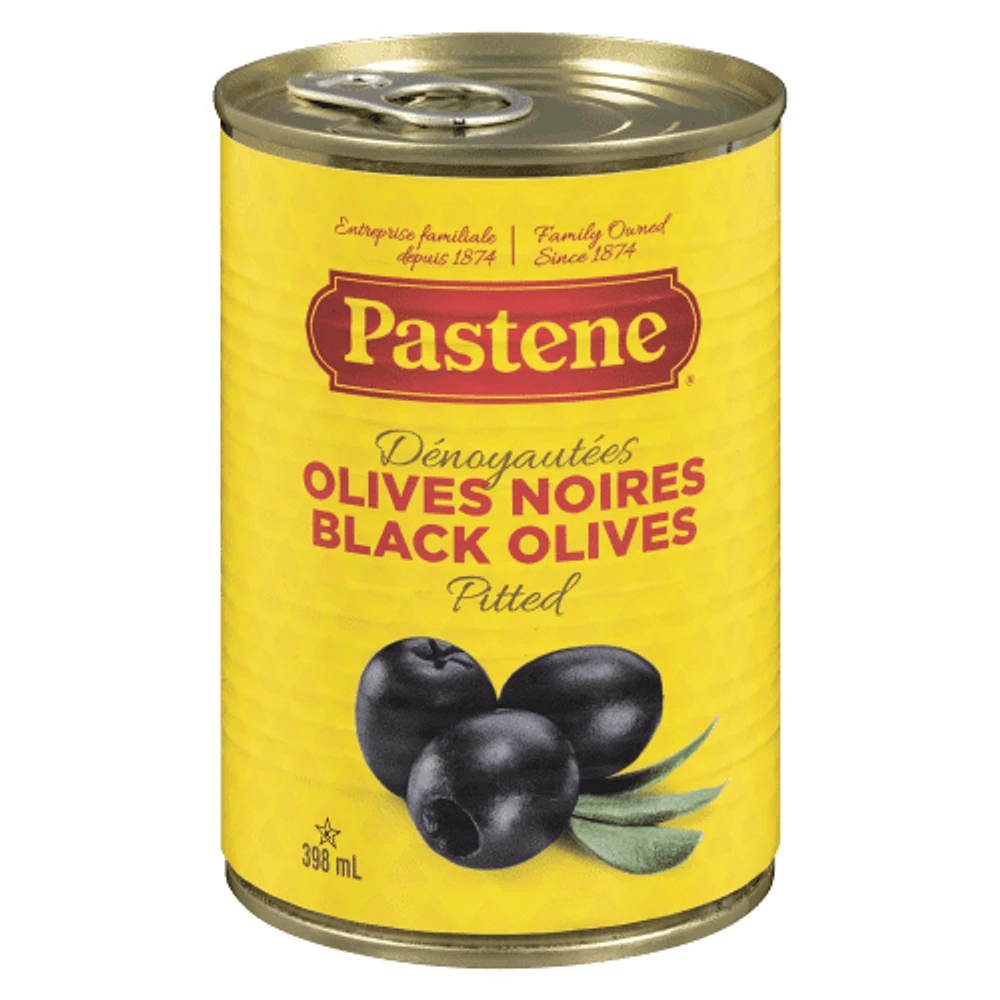 Pastene Pitted Black Olives, 398 mL