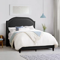 CorLiving  Fabric Bed Frame with Arched Headboard and Nailhead Trim Accents