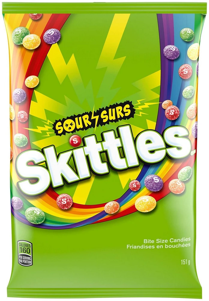 SKITTLES, Sour Chewy Candy, Bag, 151g, 1 Bag, 151 g